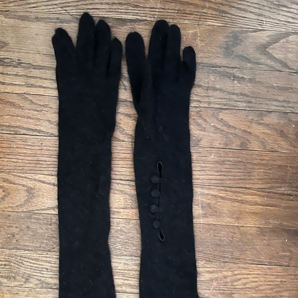Black cashmere opera gloves